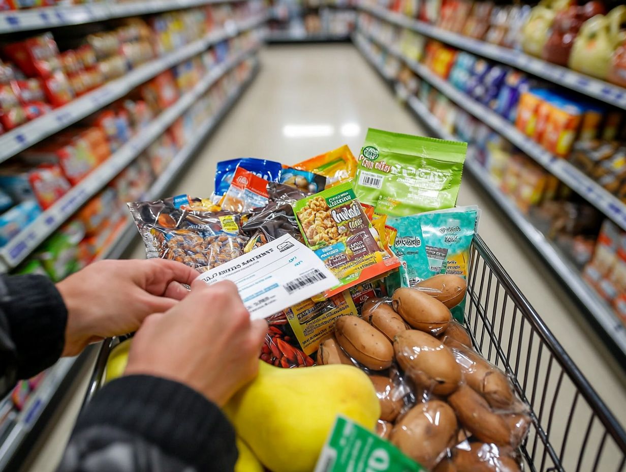 A shopper redeeming coupons at a store